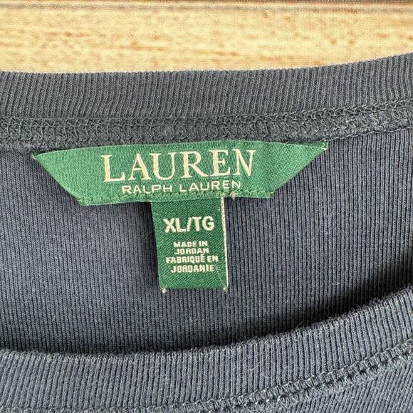 Lauren Ralph Lauren Shirt Womens XL Navy Blue Faux Suede Patches Shoulder Zip - Picture 6 of 10